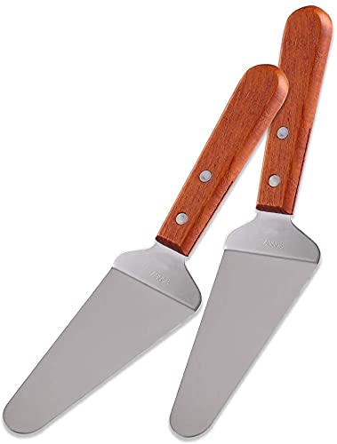 Image of Pie Server with Wood Handle, Stainless Steel Blade Cake Server /Pizza Server (Pack of 2)