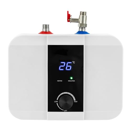 6L Kleiner druckfester Warmwasserspeicher 1500W Untertischspeicher Elektroboiler Speichertank 0-65℃ Temperatur einstellbar, kleiner Boiler für Küchenspüle, Bad + Waschbecken