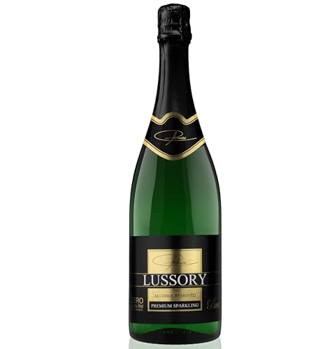Image of Lussory Premium Sparkling Brut Dealcoholized 0.0% Non Alcoholic Wine From Spain, Low Calories, Organic, Vegan (750ml, 6 Bottle)