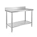 Froadp 120x60x85cm Tavolo da Cucina in Acciaio Inox Professionale, Banco da Lavoro Durevole a Doppio Strato, Consolle Multifunzionale per Ristoranti Snack Bar, Carico Massimo 100kg (con Alzatina)