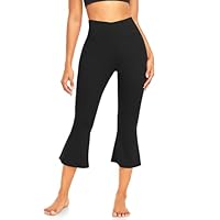 3/4 Flared Leggings Capri Yogahose Damen Schlaghose Blickdicht Cross Waist Bootleg Sporthose Bootcut Jogginghose Jazzpants Fitnesshose
