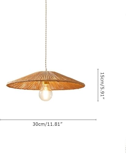 Telescope Pendant Light Hemp Rope Hat Woven Rattan Hanging Light Fixture, Vintage Farmhouse Lamp, Wicker Retro Coastal Chandelier for Kitchen Island, Dining Room, Restaurant, Bar, Bedroom, Hallway - Image 5