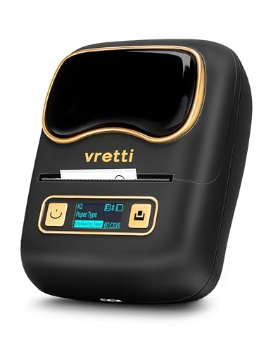 vretti K2 etiquetadora, Impresora Etiquetas Autoadhesivas, etiquetadora Adhesivas, Compatible con iOS y Android, Adecuado para código de Barras, Oficina, Contiene un Rollo de Etiquetas de 40x30 mm