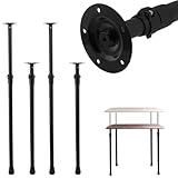 Frebuta Premade Round Metal Desk Legs, 30 to 45inch Telescoping Round Office Table Legs Heavy Duty Set of 4 Stainless Steel Tube Portable DIY Furniture Screw in Table Legs Sturdy (30-45in)