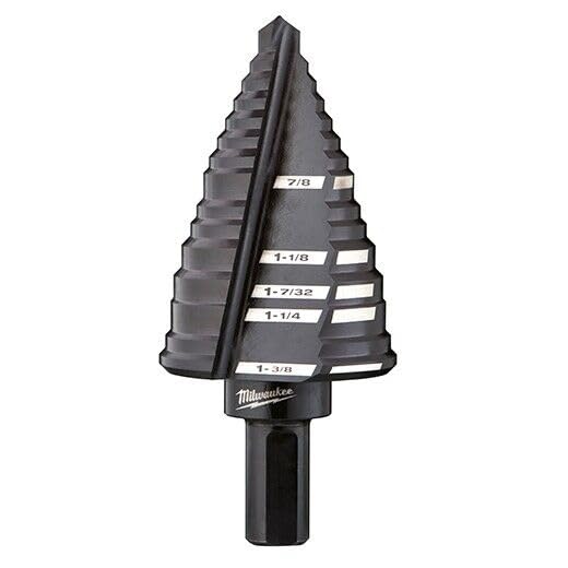 48-89-9212 Fits for Milwaukee #12 Step Drill Bit, 7/8 in. - 1-3/8 in., Black