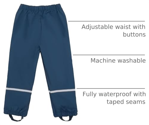 Image of Unisex Kids Rain Pants,Toddler Waterproof and Windproof Rain Trousers Over Pants,Mud Dirty Proof for Girls Boys 98-134