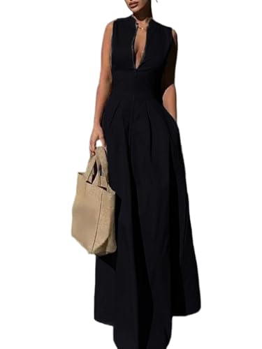 Image of Molisry Women's Business Casual Work Dresses Flowy Sleeveless A-Line Tank Long Maxi Dress Summer 2025