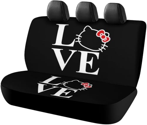 ハローキティ (2) カーシートカバー 車シートカバー 後部座席用 シート保護 おしゃれ カー用品 軽/普通車 汎用 後席クッションカバー 四季通用