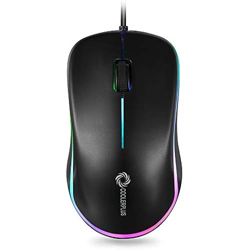 COOLERPLUS FC112 USB Optical Wired Computer Mouse with Easy Click for Office and Home, 1000DPI, Premium and Portable,Compatible with Windows PC, Laptop, Desktop, Notebook (Black)