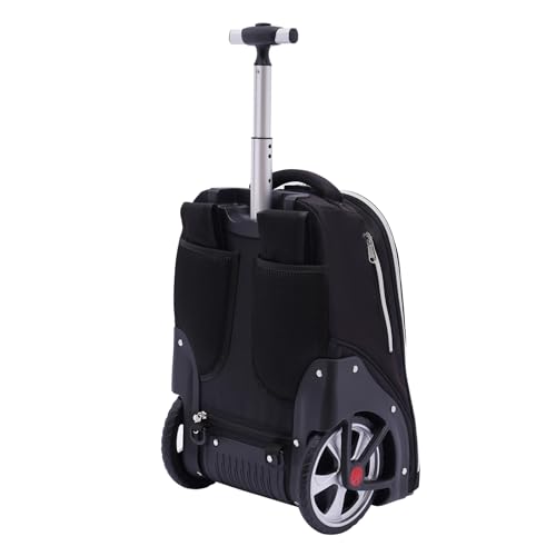 hongward Mochila con ruedas de 45 litros, impermeable, para ordenador portátil de 15 pulgadas, equipaje de mano 3 en 1, rueda silenciosa de 7 pulgadas, ruedas de aluminio ajustable, para escuela