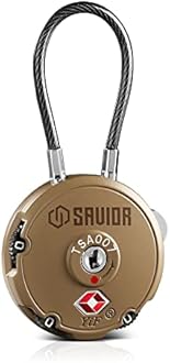 Savior Equipment Quality TSA-Approved 3-Digit Combination Cable Travel Luggage Locks for Rifle Bag Firearm Gun Case Accessories Ammo Boxes Outdoor Storage, RAL 8000 Tan, 1-Pack