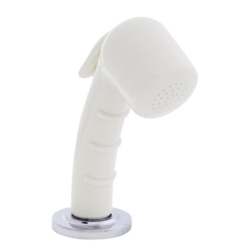 Ambassador Marine Deck-Mount Sprayer- Small Warm White Sprayer (No Eyelet for Hanging), 6' Stainless Steel Hose, Low Profile Holder - 134-0050-WH-W