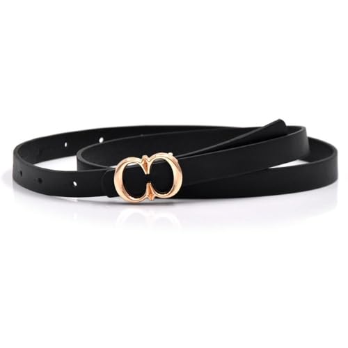 Casual Waist Decoration Luxury Design Versatile Trouser Dress Belts Women Metal Slide Buckle Belt Trendy Waistband Waist Strap Leather Belt(black)