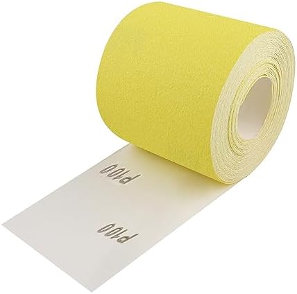 Shineboc Papier ścierny w rolce żółtego, 93 mm x 10 m, papier ścierny, piasek kwarcowy, suchy papier ścierny do szlifierek ręcznych, do drewna, metalu, stali, stali nierdzewnej - 10 m/ziarnistość 100