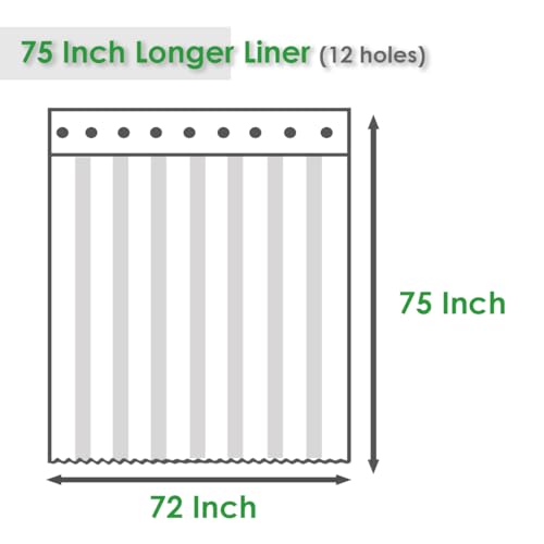 Image of Shower Curtain Liner 75 Inches Long, 3D EVA Translucent Heavy Duty Weighted Vinyl Shower Liner with 3 Strong Magnets for Bathroom Spa Hotel, Pebble, 72x75 Inch