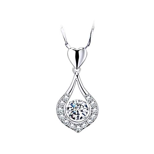 Preisvergleich Produktbild Quaan Funkelnde Herz Waterdrop Stein Halskette Frauen Sterling Silber Anhänger Halskette