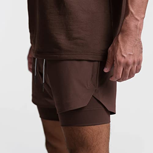 Image of DIOTSR Mens 2 in 1 Running Workout Shorts for Men Lightweight Training Shorts Quick Dry Gym Shorts with Phone Pocket