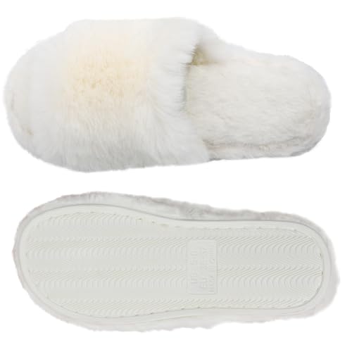 ZOORON Women's Fuzzy Slippers with Memory Foam Comfy Faux Fur Anti-Skid Sole Slippers for Women Bedroom House Open Toe2