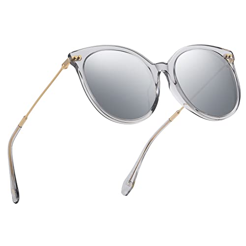 DUCO Classic Round Polarized Sunglasses Womens Vintage Acetate Shades Retro UV400 Sun Glasses DC2340