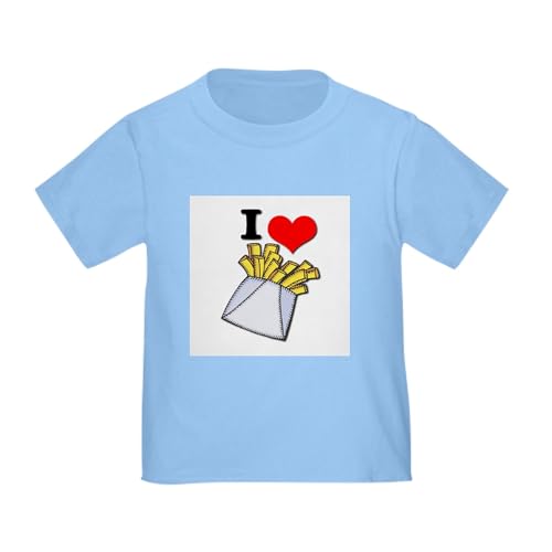 CafePress I Heart (Love) French Fries Toddler T Shirt Toddler Graphic Tee, 100% Cotton Baby Blue