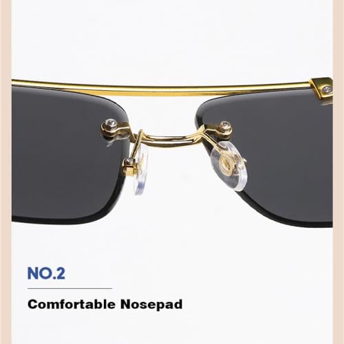 Retro Double Bridges Rimless Women Sunglasses Fashion Clear Ocean Gradient Lens Men Metal Leopard Sun Glasses UV4004