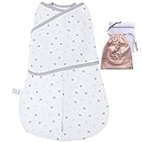 Hirashinn スワドル 新生児用 おくるみ 【特許出願・独自の3WAY調整可能・IHDI認証済み】 100%天然コットン 腕出しOK・モロー反射防止・Ｗチャックでオムツ替えラク 【助産師推奨】 夜泣き対策・出産祝い・オールシーズン対応 洗濯ネット＆巾着付属