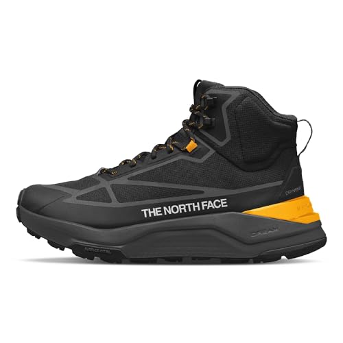 The North Face Men's Fastpack Mid Waterproof Hiking Boot - Highly Cushioned, Rubber Outsole, 5mm Lug, TNF Black/Summit Gold, 10