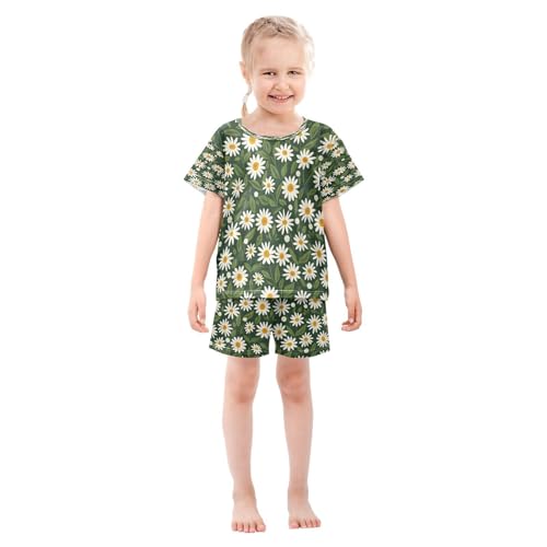 senya Short Sleeve Pajamas Sets Summer Cotton Sleepwear Daisies on Hand Draws3