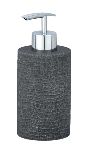 WENKO Seifenspender Peanut Anthrazit - Flüssigseifen-Spender, Spülmittel-Spender Fassungsvermögen: 0.24 l, Polyresin, 7 x 16.5 x 7.5 cm, Anthrazit, 16.5 x 7.5 x 7 cm