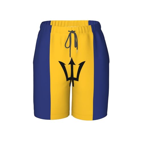 Flag of Barbados Youth Beach Pants, Soft and Breathable, with Drawstring Waist, Suitable for Sports and Leisure.