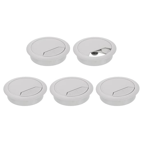 uxcell 5 Pcs 60mm (2.36 Inch) Desk Grommet, Plastic Cable Hole Cover, Wire Cord Cable Organizer for Home Office Computer Desk Cabinet, Gray