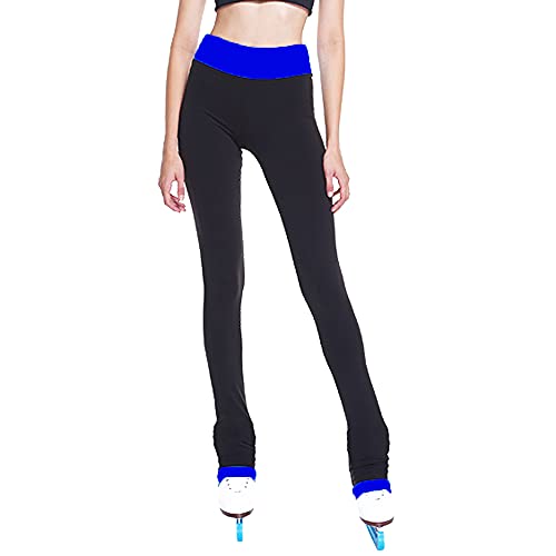 Calça legging de patinação com figura de gelo para meninas e adolescentes calça de patinação, Azul,