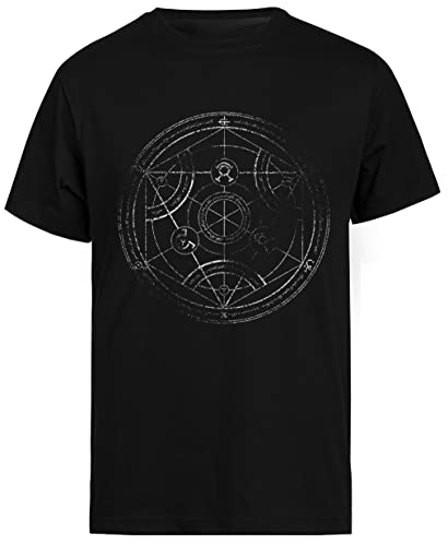 Photo de Jinbetee Cercle De Transmutation Humaine T-Shirt Noir À Manches Courtes pour Hommes