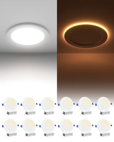 Ensenior 12 Pack 6 Inch LED Recessed Ceiling Light with Night Light, Dimmable, 2700K-5000K 5CCT,...