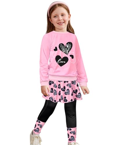 Image of Toddler Kid Girl Clothing Set Outfit Long Sleeve Top, Unicorn Print Pantskirts Fall Winter Outfit Set