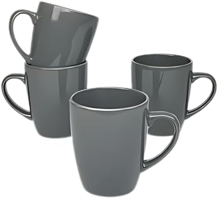Coupe Stoneware Set of 4 Coffee Mugs, Dark Gray