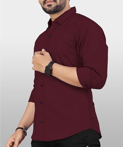 Image of Men's Cotton Full Sleeve Shirt | Regular Fit Casual & Formal Wear with Patch Pocket
