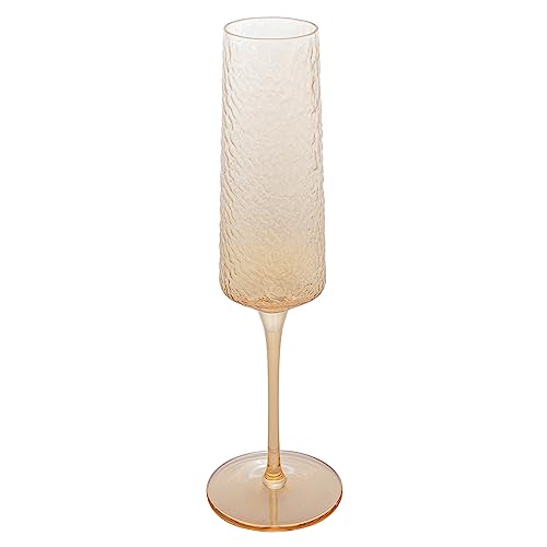 Taça de Champanhe de Cristal Ecológico Martelado Petra Âmbar 300ml - Lyor