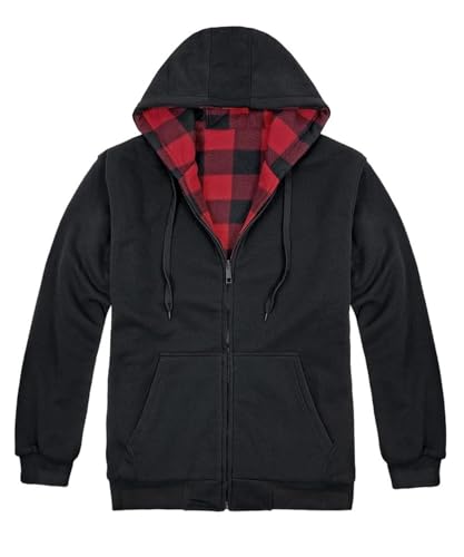 Victory Outfitters Men's Reversible Hooded Buffalo Plaid Fleece Jacket