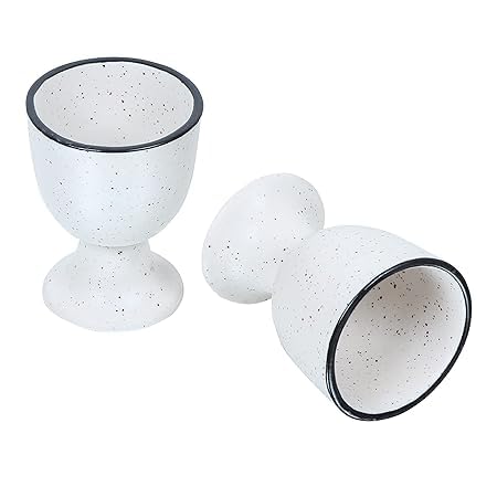 Image of Qimacplus Elevate Your Breakfast Experience Soft Boiled Egg Holder Set Stylish Ceramic Egg Cups Perfect Housewarming Gift Set of 2 (Ivory)