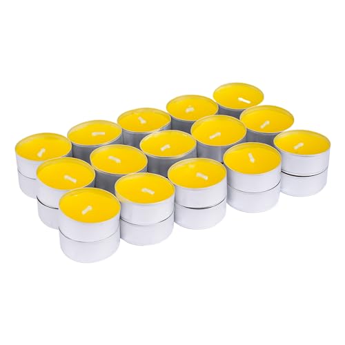 H HANSEL HOME Velas de Té Citronela Perfumadas Antimosquitos - Pack 30 Tealights, 4 Horas de Combustión