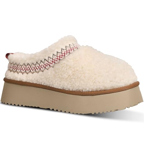 NATRAKI Sheepskin Platform Slippers