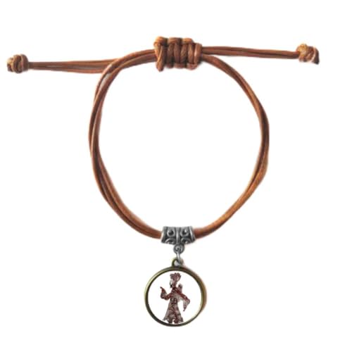 Bracelet théâtre d'ombres traditionnel homme en cuir double et corde pour couple