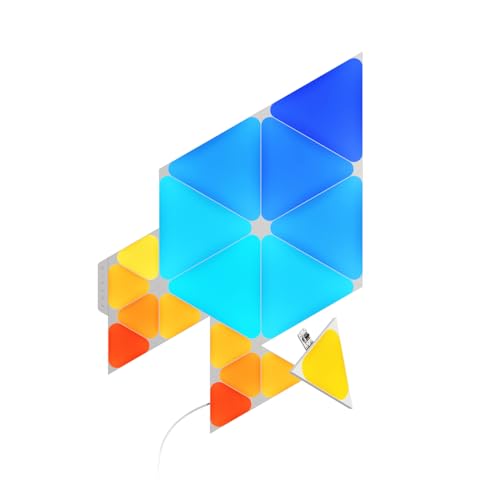 Image of Nanoleaf Shapes Triangles and Mini Triangles WiFi and Thread Smart RGBW LED Dimmable Gaming and Home Decor Wall Lights Smarter Kit (17 Pack)