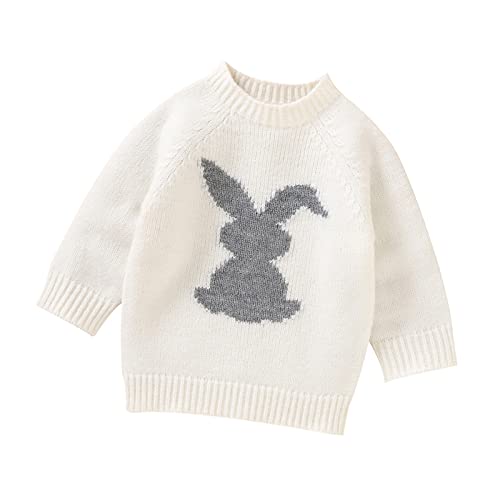 Toddler Baby Boy Girl Easter Knit Sweater Infant Long Sleeve Cute Bunny Chunky Pullover Sweater Knit Tops