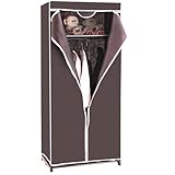 FANTASK Kleiderschrank Stoff, Stoffschrank mit Kleiderstange & Ablage, Stoffkleiderschrank, Faltschrank, Textilkleiderschrank für Wohnzimmer, Schlafzimmer, Keller, 74 x 50 x 172 cm (Braun)