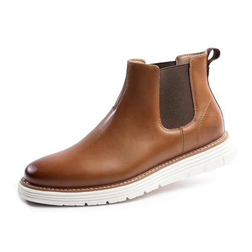 Cusolemore Stiefel Herren Stiefeletten Herren Chelsea Boots Casual Dress Style für Männer, Leichtgewicht Anti-Rutsch EVA Gummisohle BROWN 44