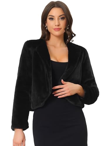 Allegra K Formal Bolero Shrug for Women's Cropped Faux Fur Jacket for Wedding Dresses