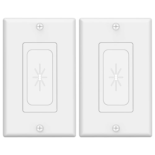 VCELINK Wall Plate Cable Pass Through, Single Gang Decorator Wall Plate Cover, Flexible Rubber Wall Grommets Insert for Low Voltage Cables, Wall Mount TV, Home Theater System, White (White-2 Pack)
