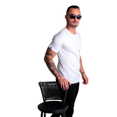 Camiseta Camisa Masculina Básic Slim Fit 100% Algodão Fio (M, Branca)